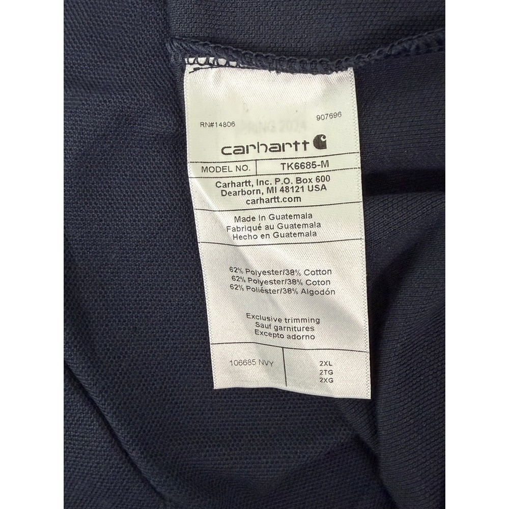 Carhartt NWT Men's Navy Blue 2XL Polo Loose Fit Short Sleeve Pocket Shirt - Picture 7 of 10